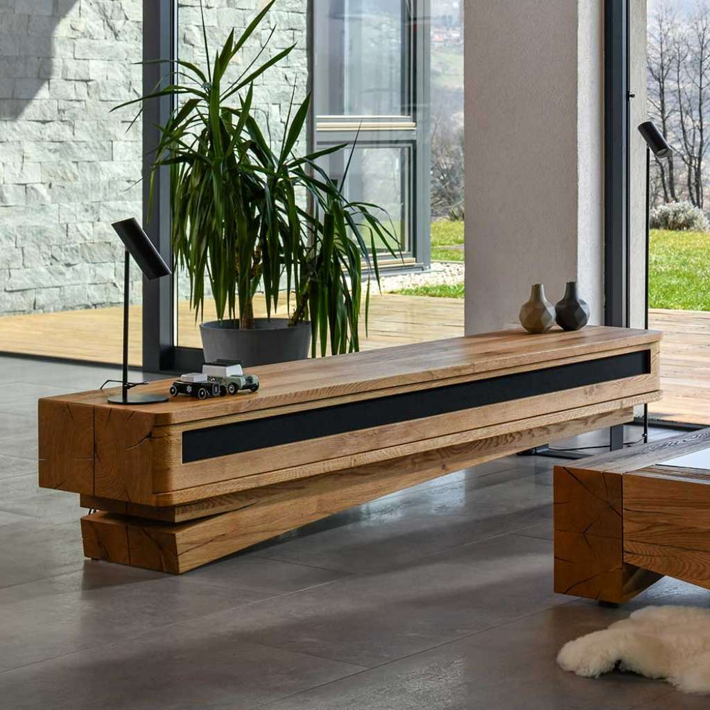 Fernsehunterschrank aus Eiche Massivholz Klappe