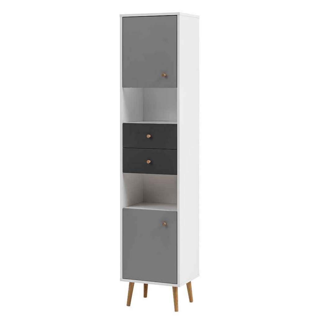 Midischrank Bad in Grautönen und Eiche Soft Close