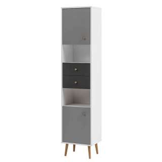Midischrank Bad in Grautönen und Eiche Soft Close