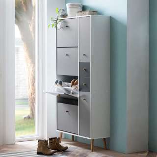 Schuh Schrank in Platingrau Anthrazit und Grau vier Dopel Schuhwalzen