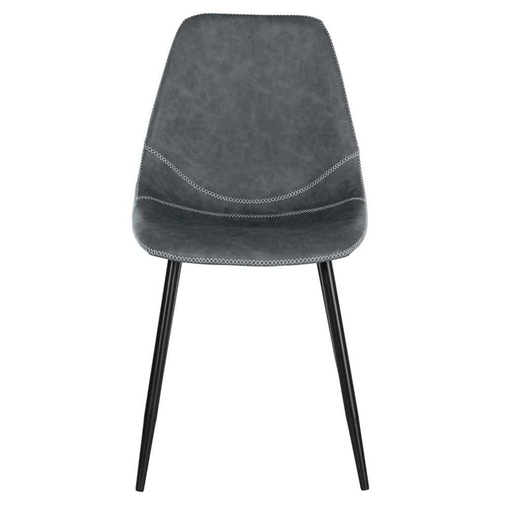 Kunstleder Stühle in Anthrazit Vintage Gestell aus Metall (2er Set)