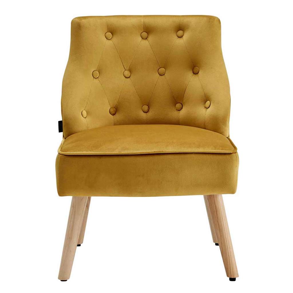 Lounge Sessel in Gelb und Holz Naturfarben Vintage Look (2er Set)