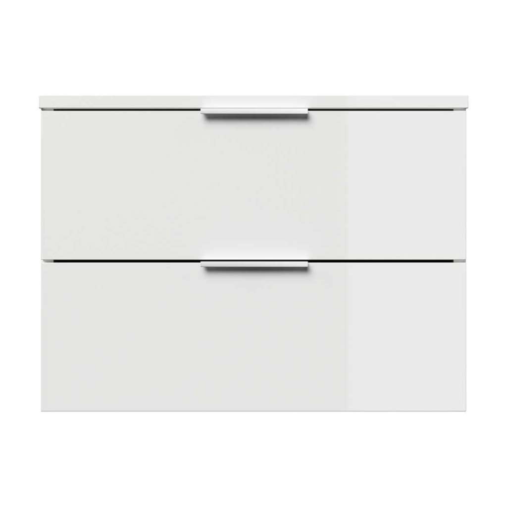 Hänge Garderobenschrank in Weiß Hochglanz zwei Schubladen