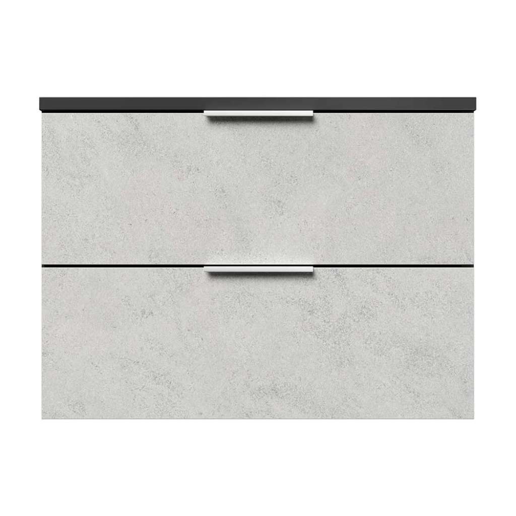 Flur Hängeschrank in Beton Optik und Dunkelgrau Soft Close Schubladen