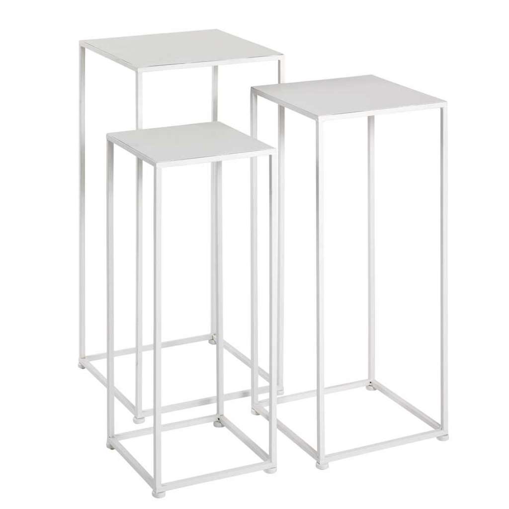 Blumensäulen Set in Weiß lackiert Bügelgestellen (dreiteilig)