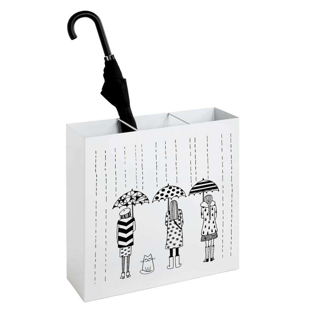 Schirmständer in Weiß und Schwarz Motivdruck