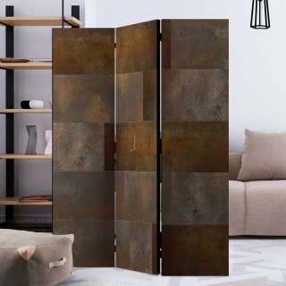 Spanische Wand in Dunkelbraun und Goldfarben Holzrahmen