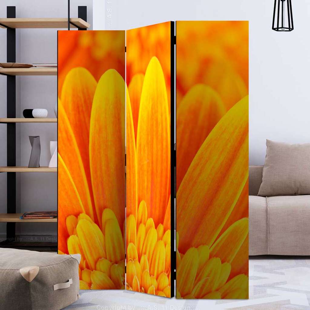 Fotoprint Paravent in Gelbtönen Gerbera Motiv