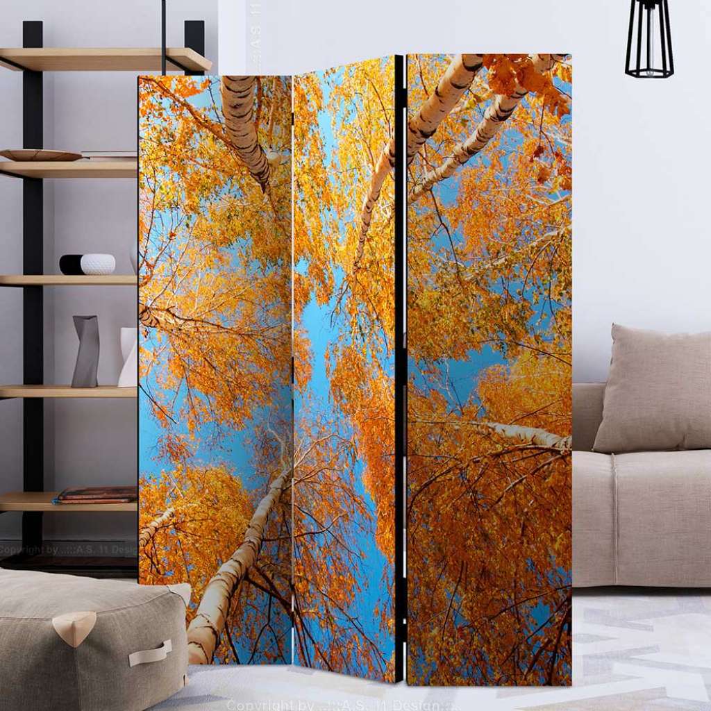 Trennwand mit Wald Motiv Birken Herbst
