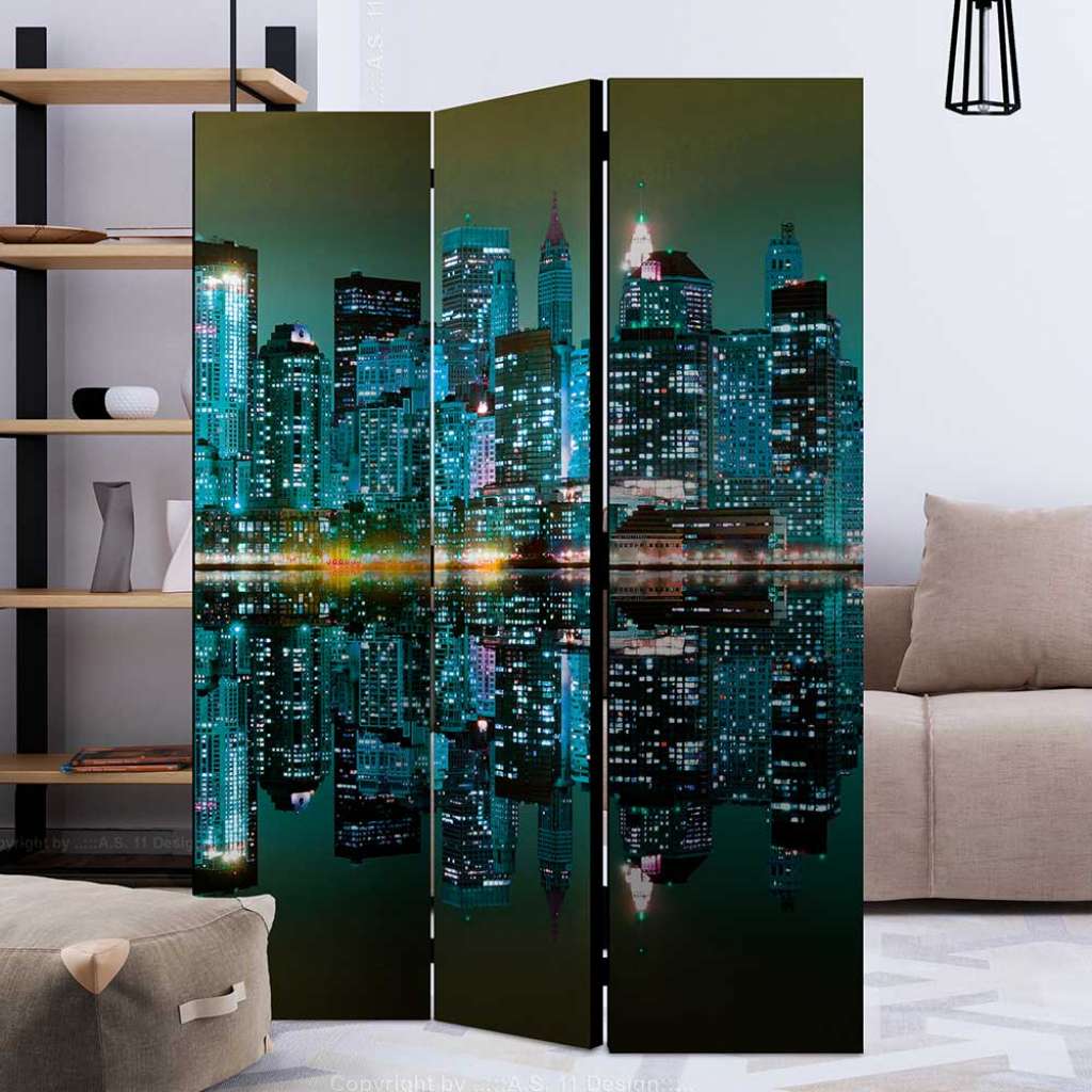Fotoprint Sichtschutz in Bunt NEW YORK bei Nacht Motiv