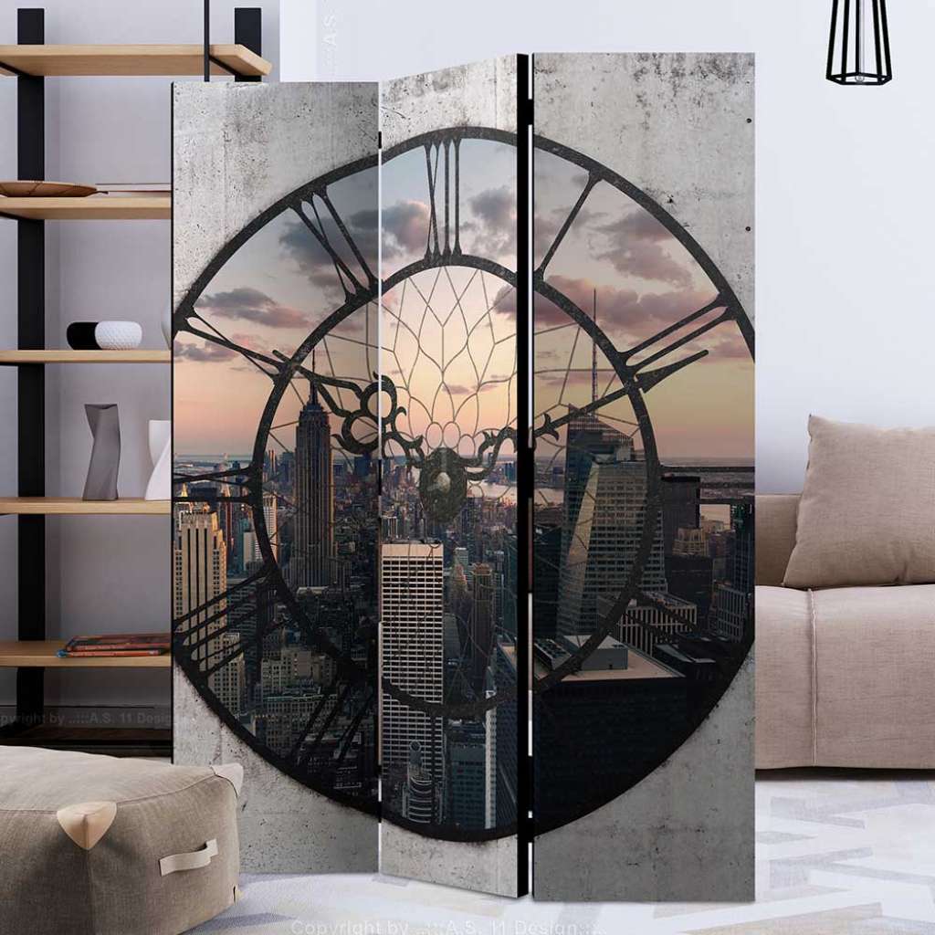 Fotodruck Paravent mit NYC Motiv in Uhr Leinwand Füllung