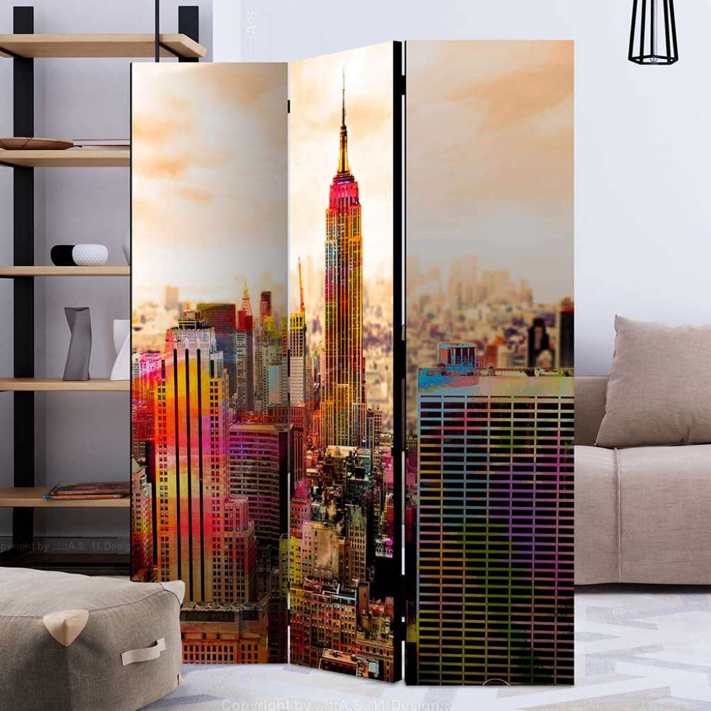 Bunter Paravent mit NYC Motiv 135 oder 225 cm breit