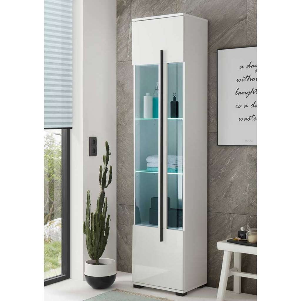 Badezimmer Vitrine in Weiß 1 Glastür
