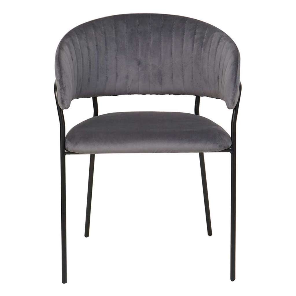 Ablagestuhl in Samt Grau Gestell aus Metall