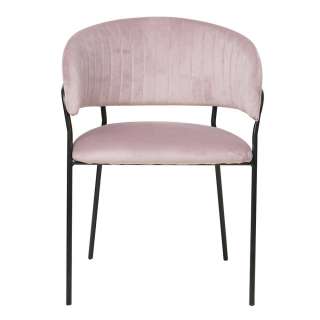 Ankleidestuhl in Rosa Samt schwarzem Metallgestell