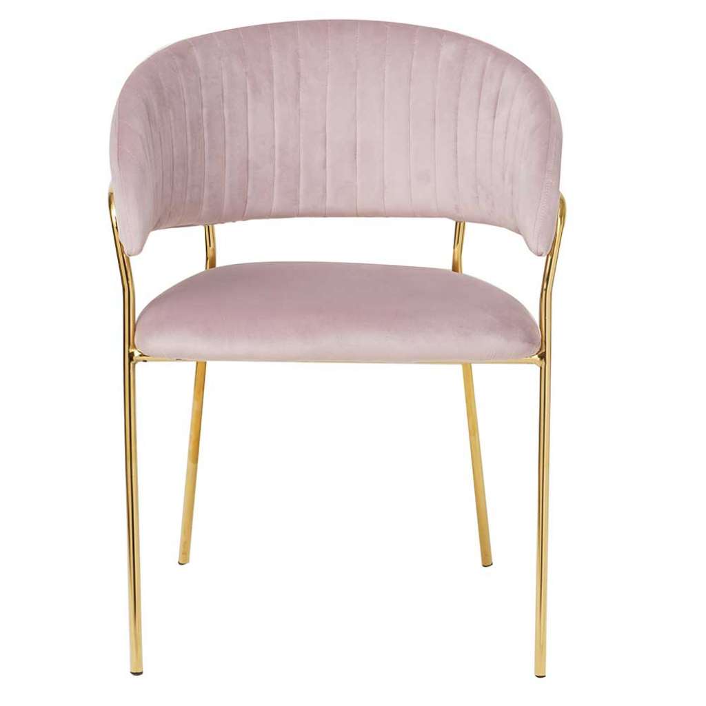 Schlafzimmerstuhl Samt in Rosa Metall Goldfarben