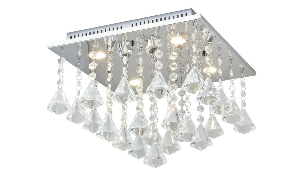 KHG LED-Kristalldeckenleuchte, 4-flammig ¦ silber Lampen & Leuchten > Innenleuchten > Deckenleuchten - Höffner