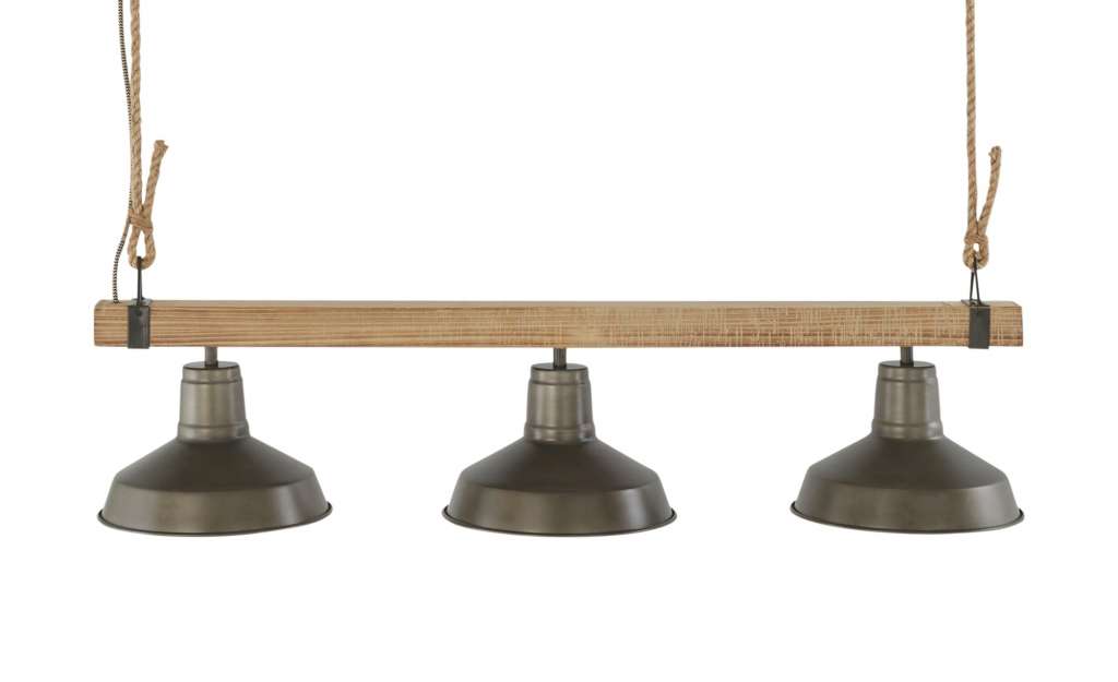 Pendelleuchte, 3-flammig, schwarz/Holz mit Tau ¦ schwarz Lampen & Leuchten > Innenleuchten > Pendelleuchten - Höffner