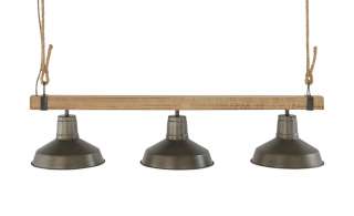 Pendelleuchte, 3-flammig, schwarz/Holz mit Tau ¦ schwarz Lampen & Leuchten > Innenleuchten > Pendelleuchten - Höffner