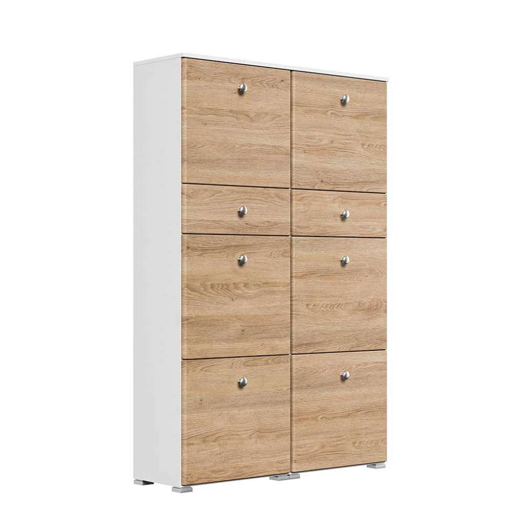 Holzoptik Schuhschrank mit sechs Schuhklappen zwei Schubladen