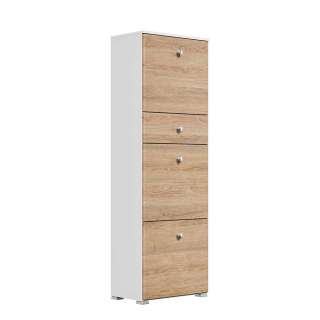 Schmaler Schuhschrank mit drei Schuhklappen einer Schublade