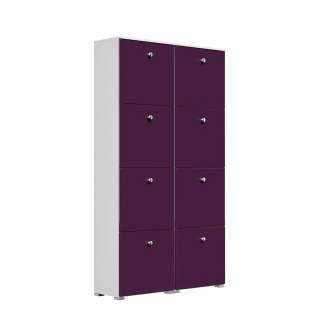 XXL Schuhklapper in Violett Hochglanz & Weiß Schuhkörben aus Metall