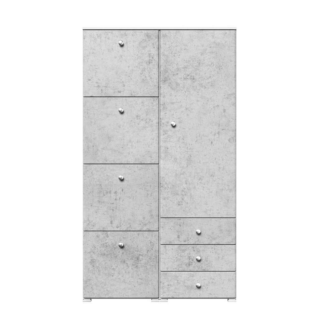 Maxi Schuhschrank in Beton Optik Grau und Weiß Soft Close