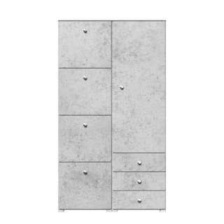 Maxi Schuhschrank in Beton Optik Grau und Weiß Soft Close