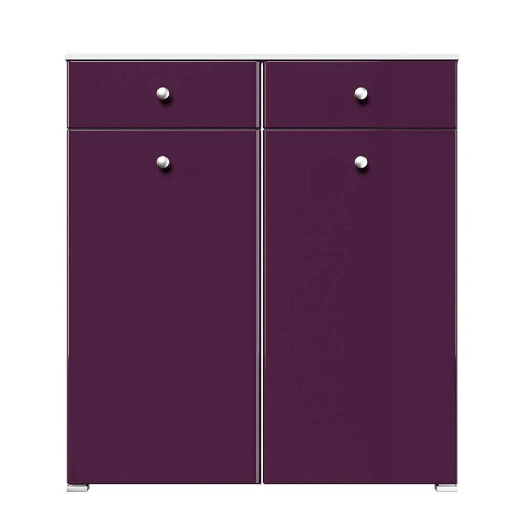Violetter Schuhschrank mit Hochglanz Front innen Glasböden