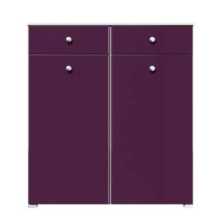 Violetter Schuhschrank mit Hochglanz Front innen Glasböden