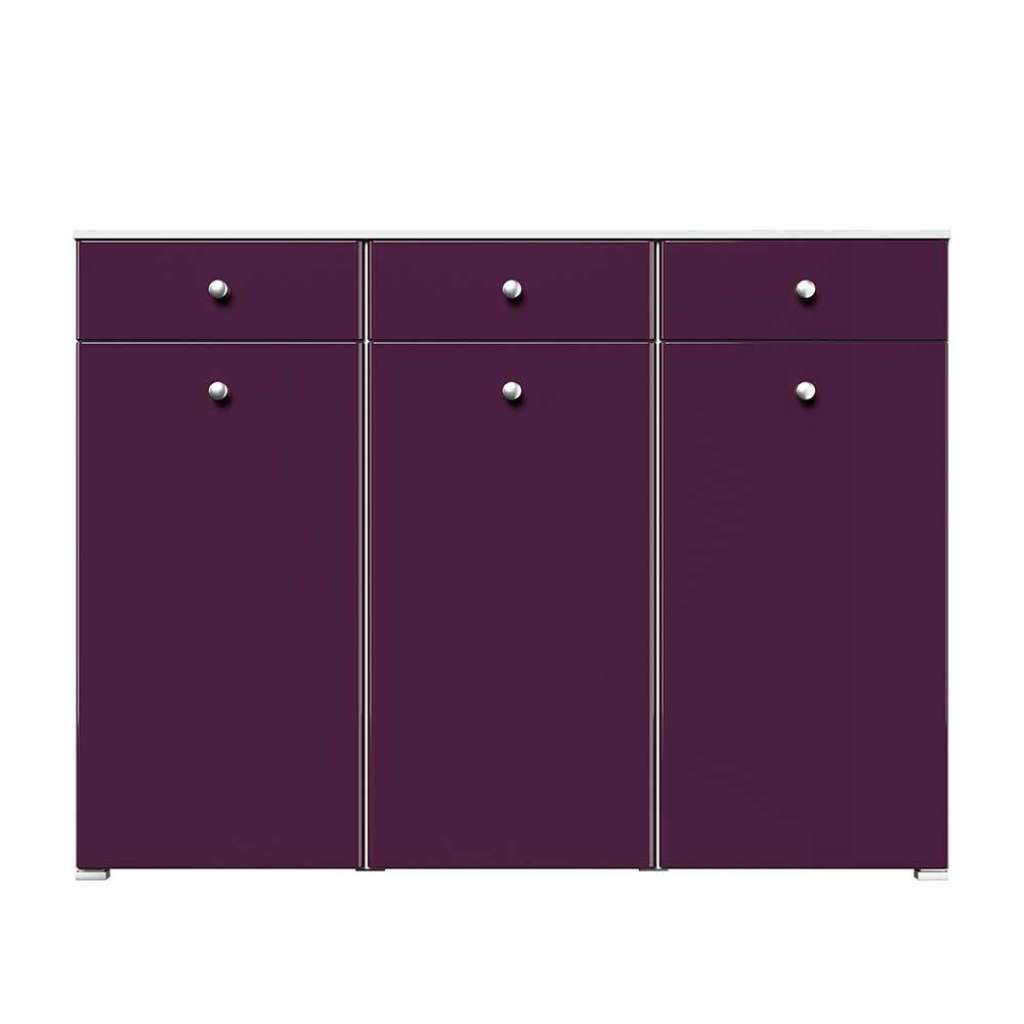 Hochglanz Schuh Sideboard in Violett und Weiss Metallgriffen