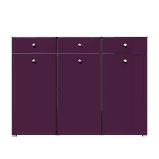 Hochglanz Schuh Sideboard in Violett und Weiss Metallgriffen