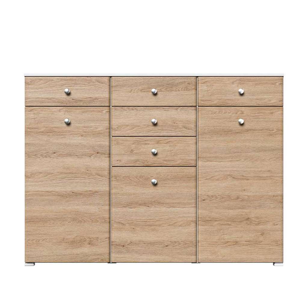 Schuh Sideboard in Holzoptik Eiche hell Weiß