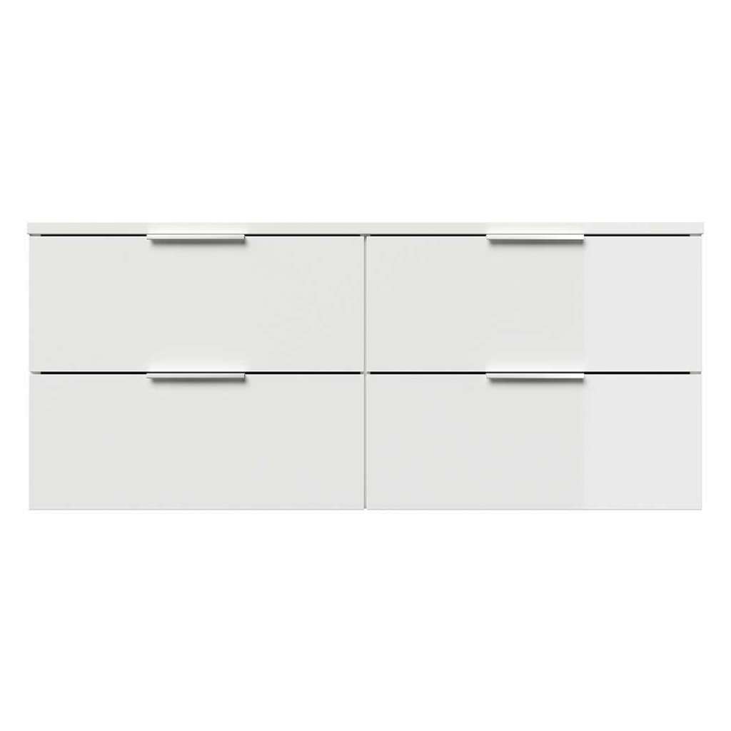 Weißer Hängeschrank Hochglanz vier Schubladen