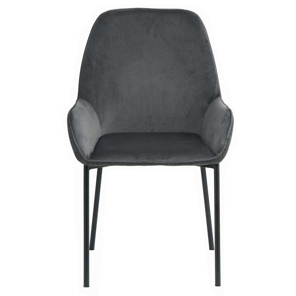 Polsterstuehle Esszimmer in Dunkelgrau Samt Armlehnen (2er Set)