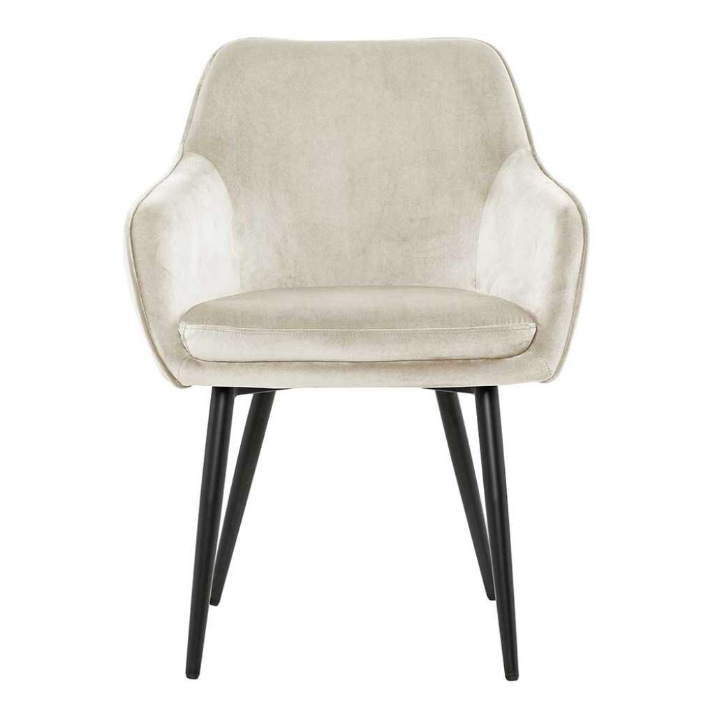 Armlehnenstuhl in Cremeweiß und Schwarz Gestell aus Metall