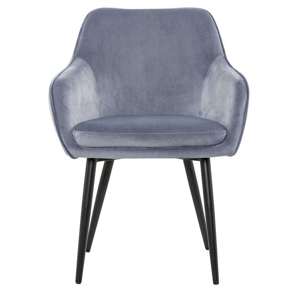 Esstischstuhl in Hellgrau und Schwarz Samtbezug