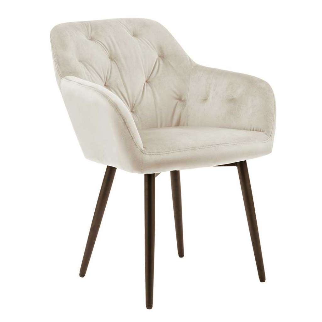 Polsterstuhl Esszimmer in Cremefarben schwarzem Metallgestell