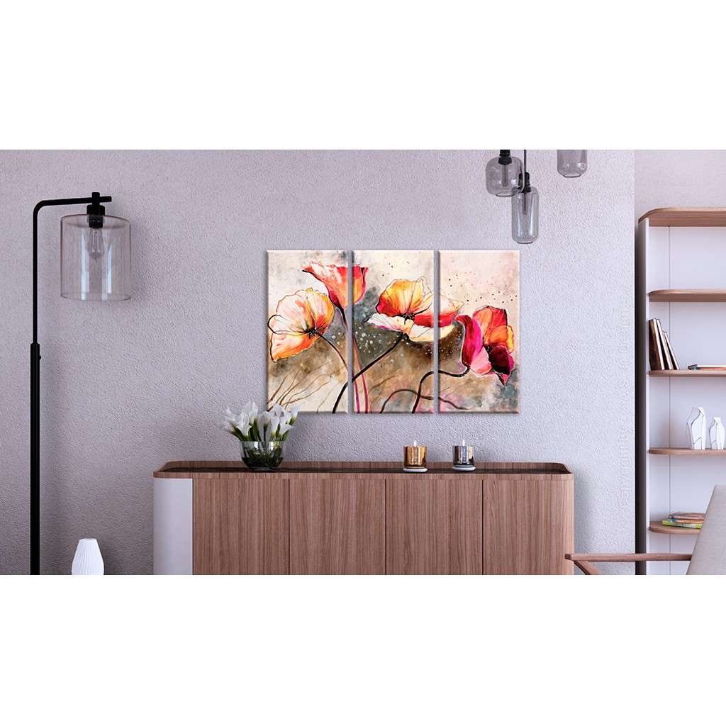 home24 Wandbild Mohnblumen im Wind