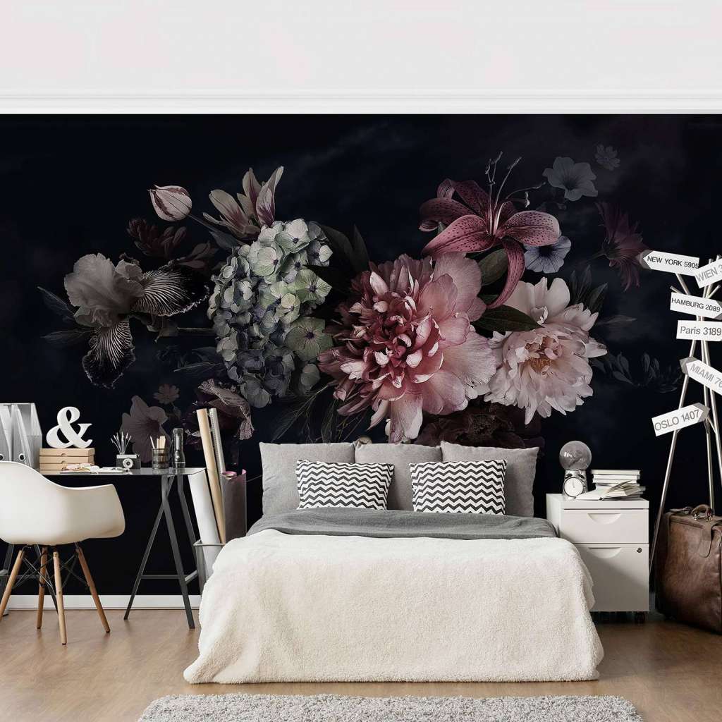 home24 Vliestapete Blumen mit Nebel