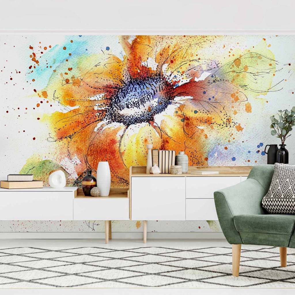 home24 Vliestapete Painted Sunflower