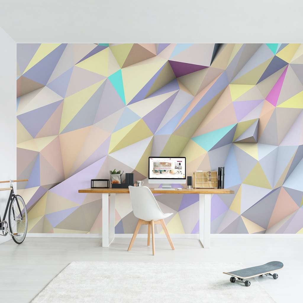 home24 Vliestapete Pastell Dreiecke in 3D