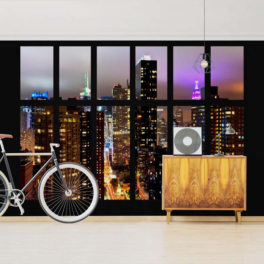 home24 Vliestapete Fenster New York Mondlicht