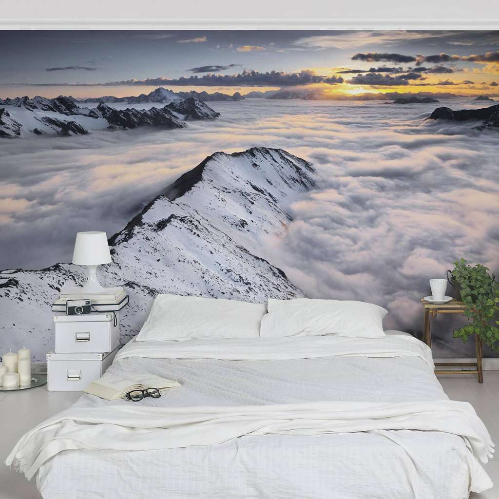 home24 Vliestapete Blick über Wolken und Berge