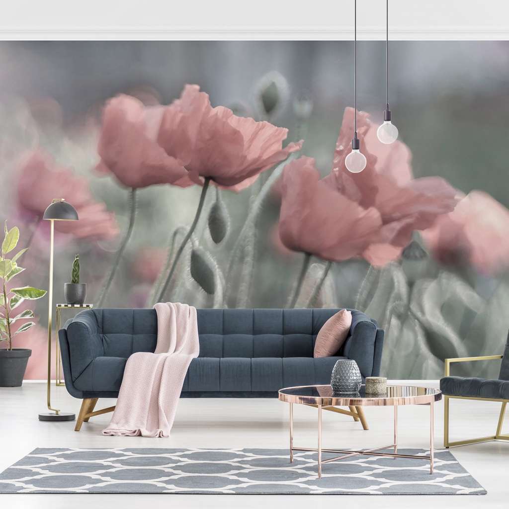 home24 Vliestapete Malerische Mohnblumen