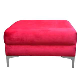 XL Hocker in Dunkelrot Samt Vierfußgestell aus Metall