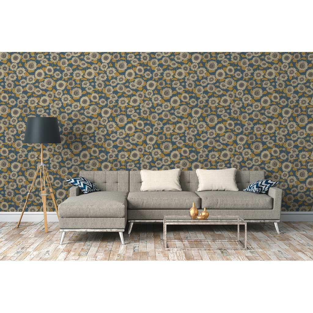 home24 Vliestapete Vintage Sonnenblumen
