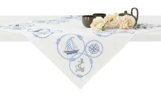 Mitteldecke  Boote und Leuchttürme ¦ blau ¦ 100% Polyester Heimtextilien > Tischwäsche > Tischdecken - Höffner