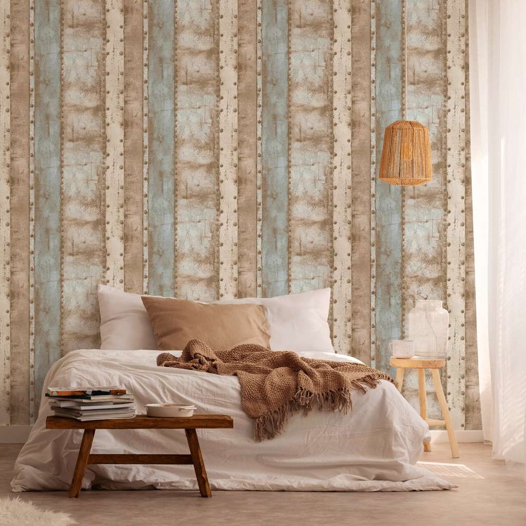home24 Vliestapete Industrielook Metalloptik