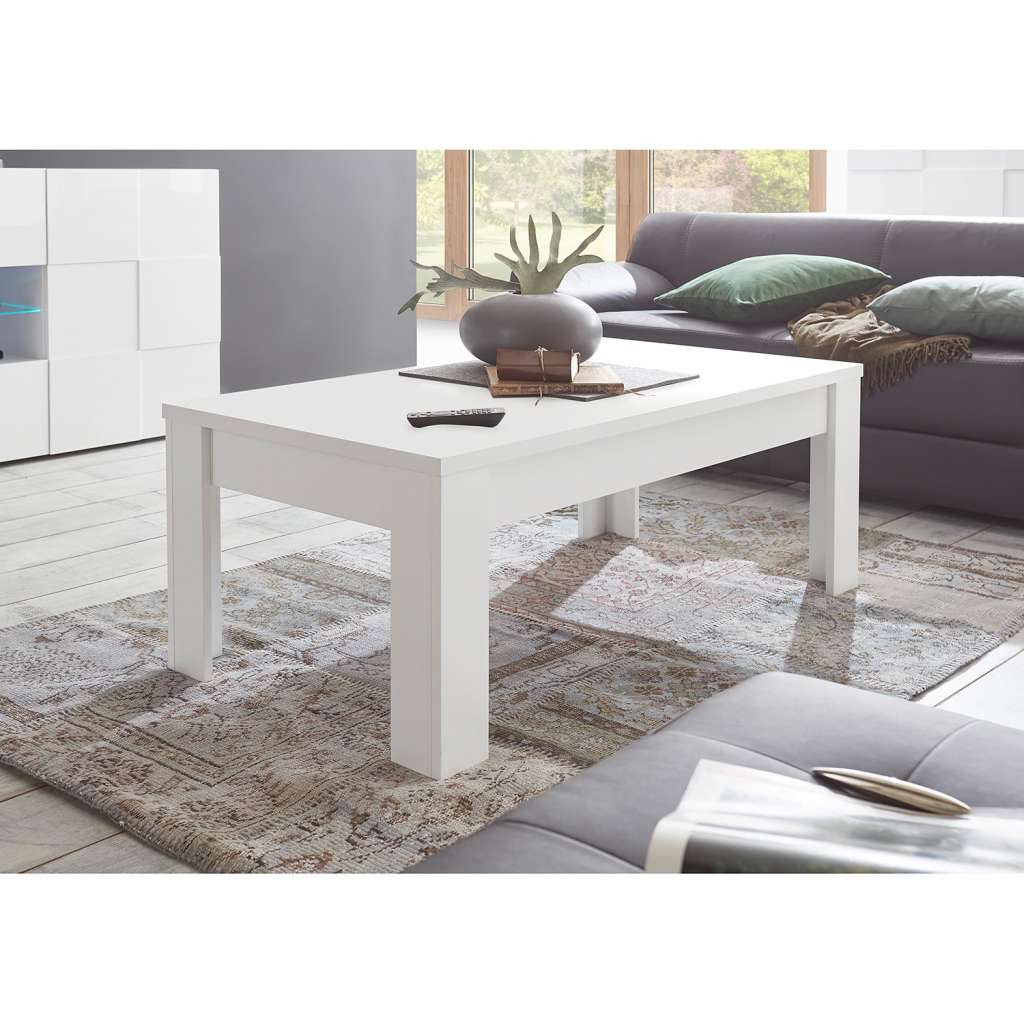 home24 LC Spa Couchtisch Forenza Spanplatte Matt Weiß Modern 122x45x65 cm (BxHxT)